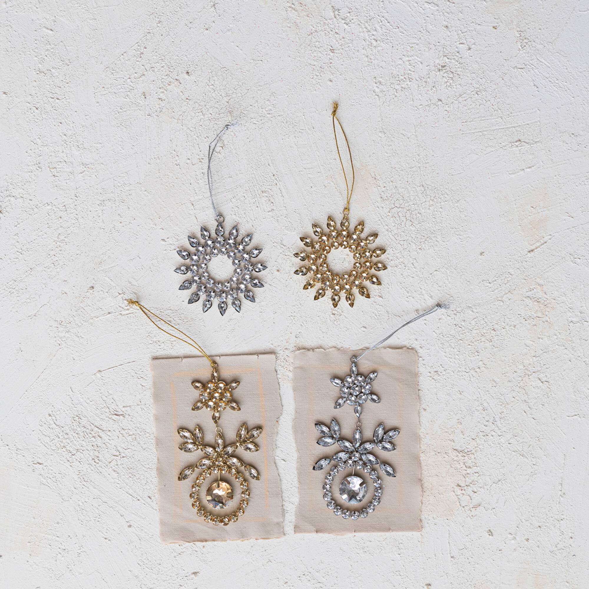 Hello Honey® 2 Pack 4" Gold & Silver Snowflake Ornaments